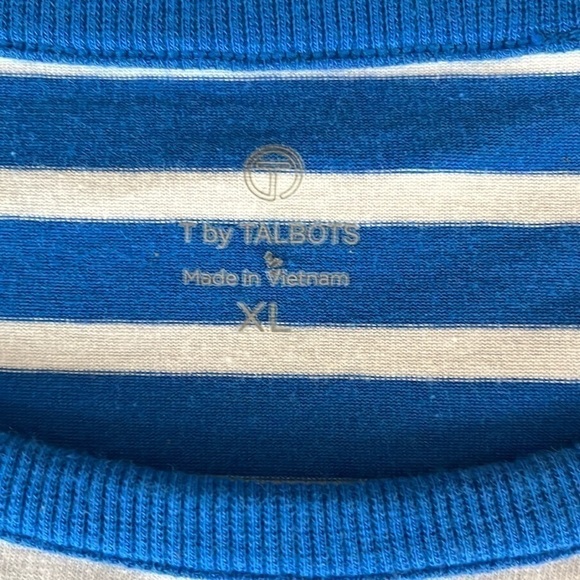 T by Talbots Women’s Blue And White Striped Tee Size XL NWOT - Picture 7 of 7
